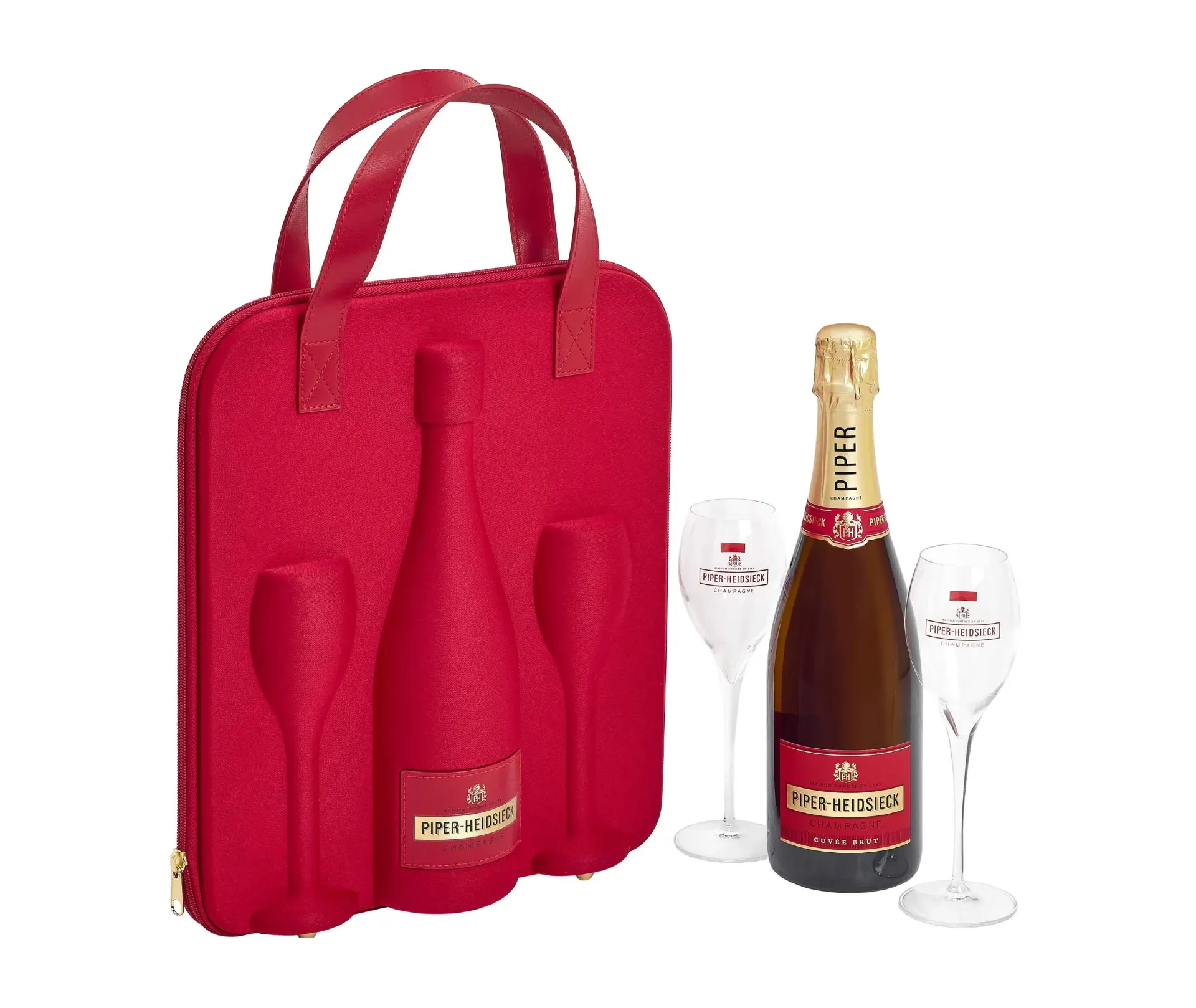 Champagne Piper-Heidsieck - Coffret - Cuvée Brut & 2 flûtes - AOP Champagne - Blanc