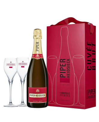 Champagne Piper-Heidsieck - Geschenkbox - Cuvée Brut Glasspack & 2 Sektgläser - Weiß